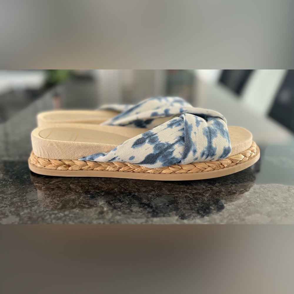 Dolce Vita Stylish Blue Tie-Dye Women's Espadrille Slide On‎ Sandals Size 7 Nwot